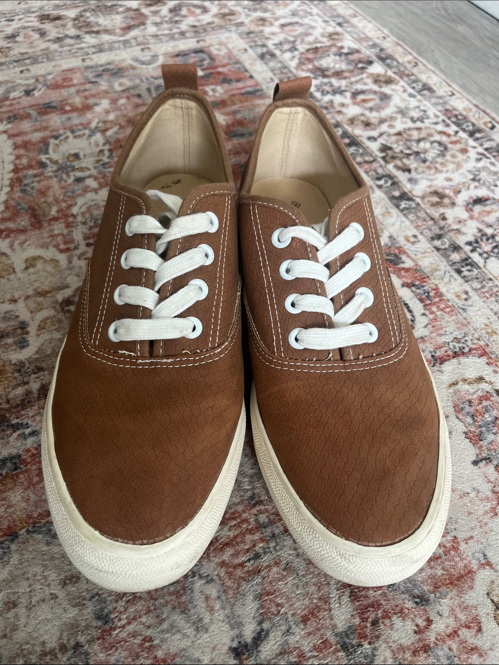 Call It Spring Brown Canvas Lace-Up Sneakers with White Laces